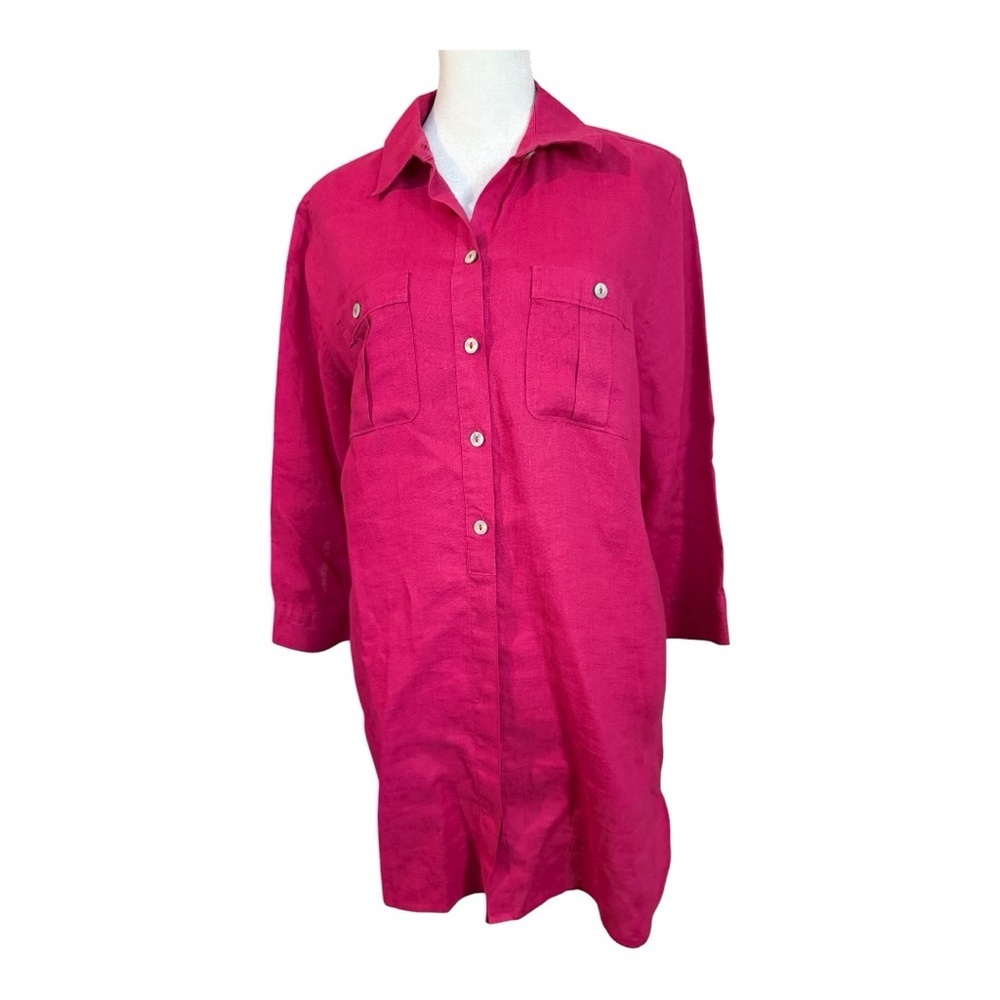 Chico’s Women’s Pink Tunic Dress Size 1 US size 8 100% Linen